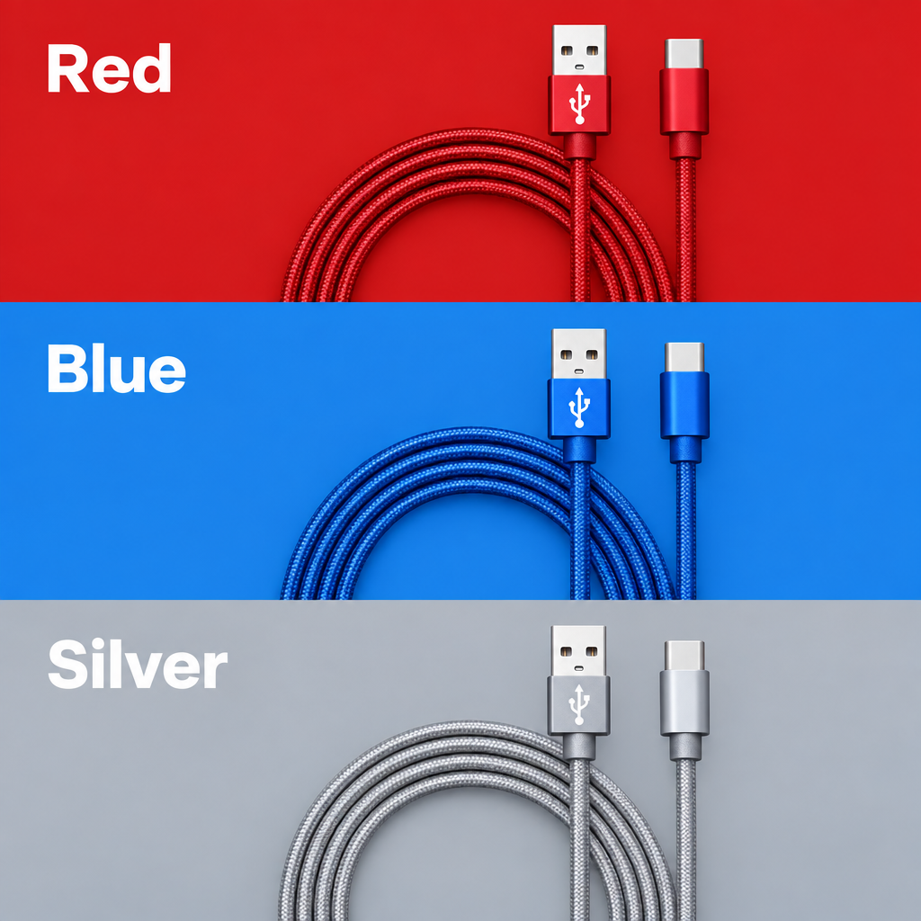 Metallic USB-A Charging Cable – USB-C / Micro-USB