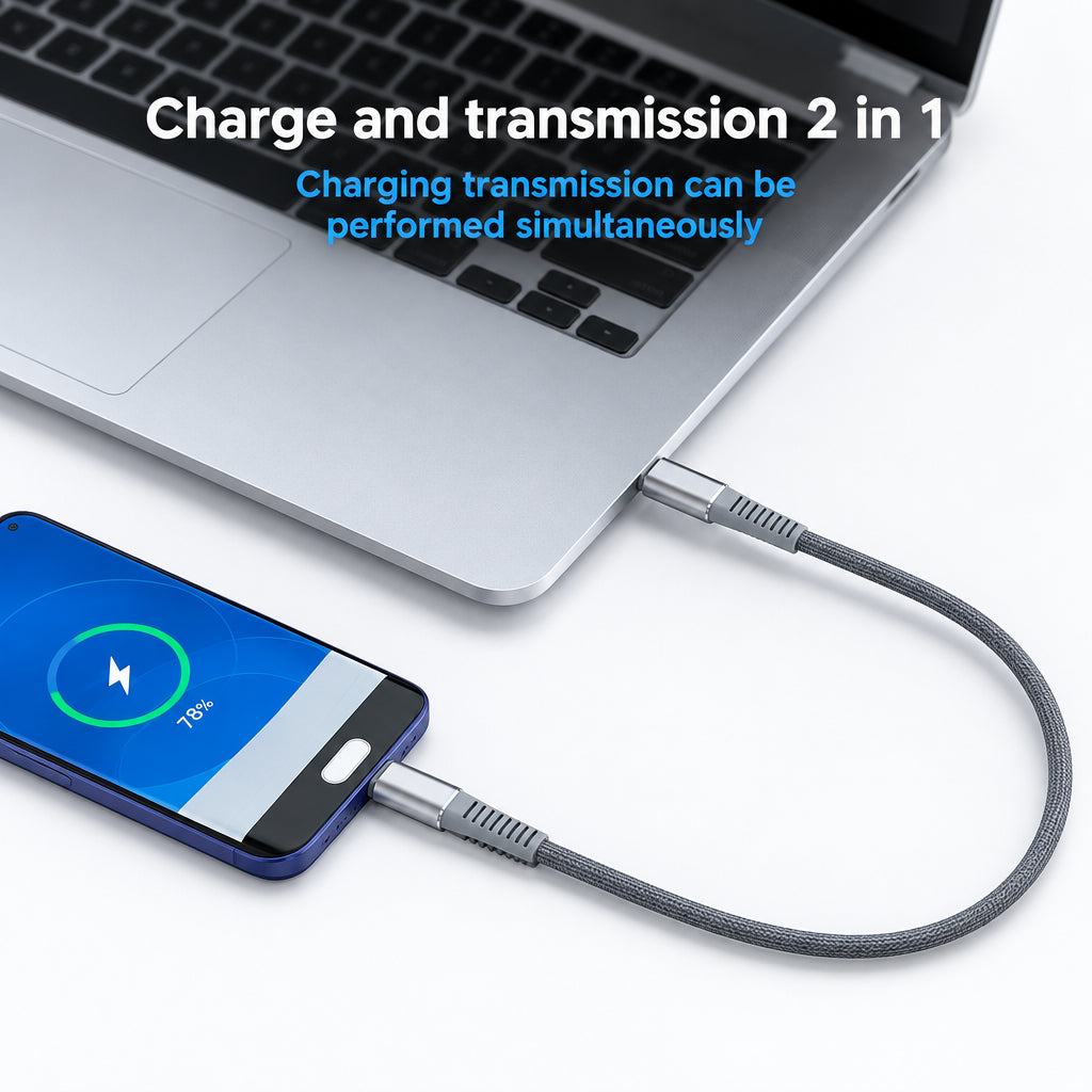 Peapolet Flat Braided USB-C to USB-C Fast Charging Cable